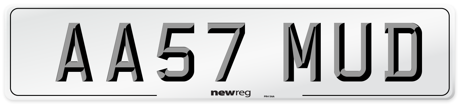 AA57 MUD Number Plate from New Reg